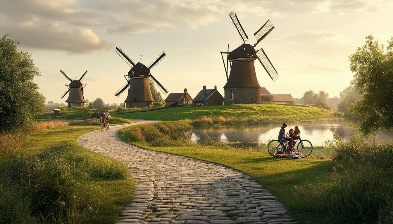 The image depicts a serene landscape in Holland, characterized by muted tones that feel peaceful—stretching towards the horizon under a clear sky-1